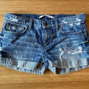 Women's Blue Loose Cuffed Jeans Shorts